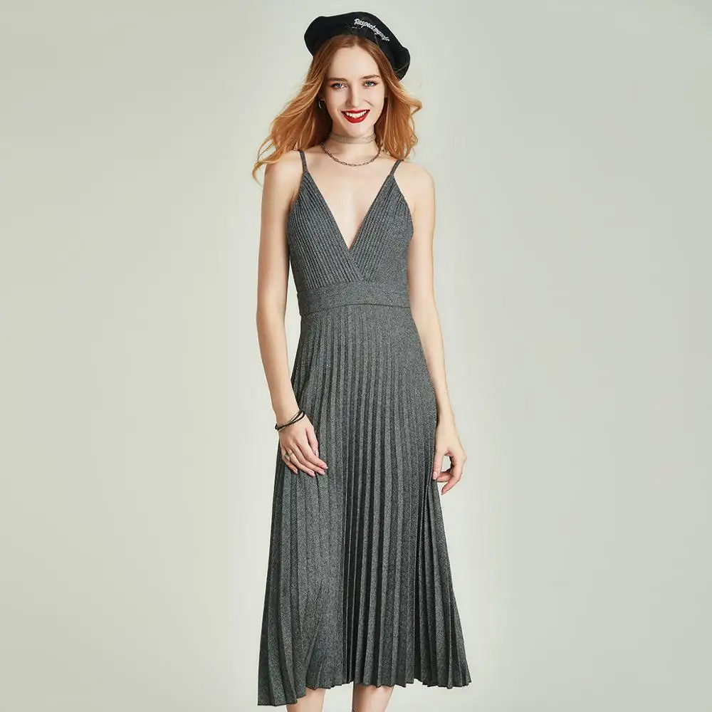 Хавва осень и зима Новая мода женщин v образным вырезом Спагетти ремень спинки