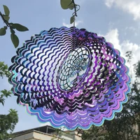 wind spinner rotating wind chime stainless steel 3d pattern hanging decor outdoor garden home balcony decoration