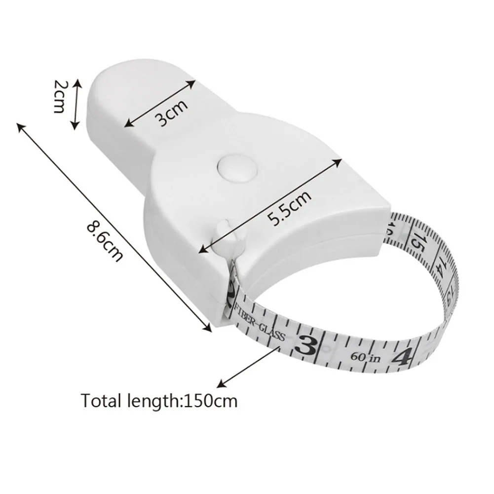 

White Tape measure 8.5*5.3*2cm Retractable Measure tool Waist circumference