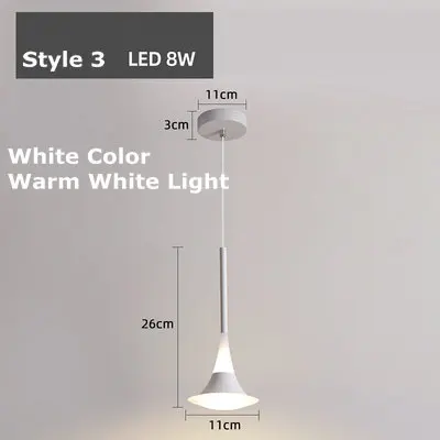 Warm White Light Скандинавская подвеска у кровати светильник акриловый металлический белый черный минималистичный длинный кабель светодиодный подвесной светильник - Цвет корпуса: Warm White Light
