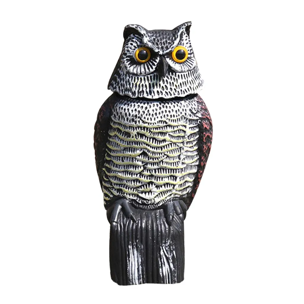 

Simulation Solar Power Owl To Scare Birds Scarecrow Fake Horned Owl Decoy Panel Blink Vocal Pest Repellent Ornament Garden Tool