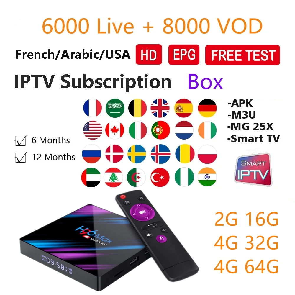 H96 max Android ТВ коробка RK3318 HD 4K IP ТВ подписки Европа Франция Великобритания на арабском и французском языках Польша Канада США IP ТВ M3U 6000+ жить для взрослых