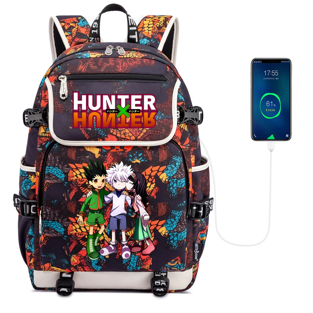 

Холщовый Рюкзак аниме Hunter, повседневная школьная сумка на молнии, для ноутбука, Студенческая сумка на плечо