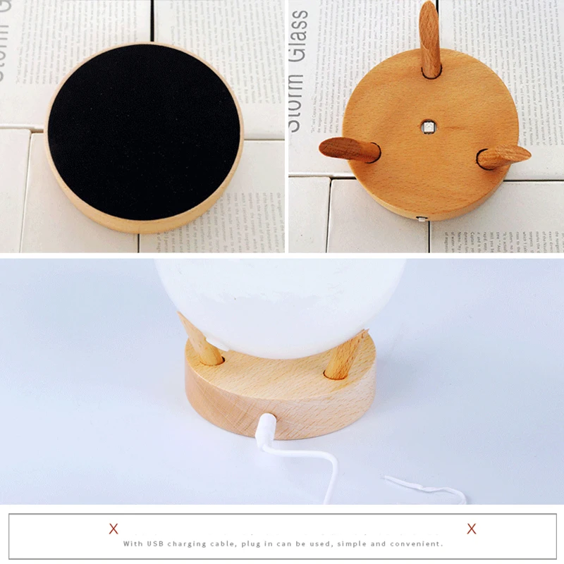 

Tempest Glass Ball Predictor Color Weather Forecast with Wood Base Decorative Barometer with LED Light Desktop Ornament