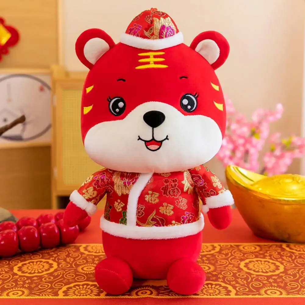 

Fine Workmanship Plush Collectable New Year Decoration Gift Red Tiger Stuffed Toy New Year Tiger Toy for Celebrate