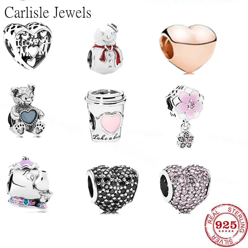 

Hot new 925 Sterling Silver cartoon animals Dangle Charms Beads fit Original Pando Bracelet Fine Jewelry Gift wholesale