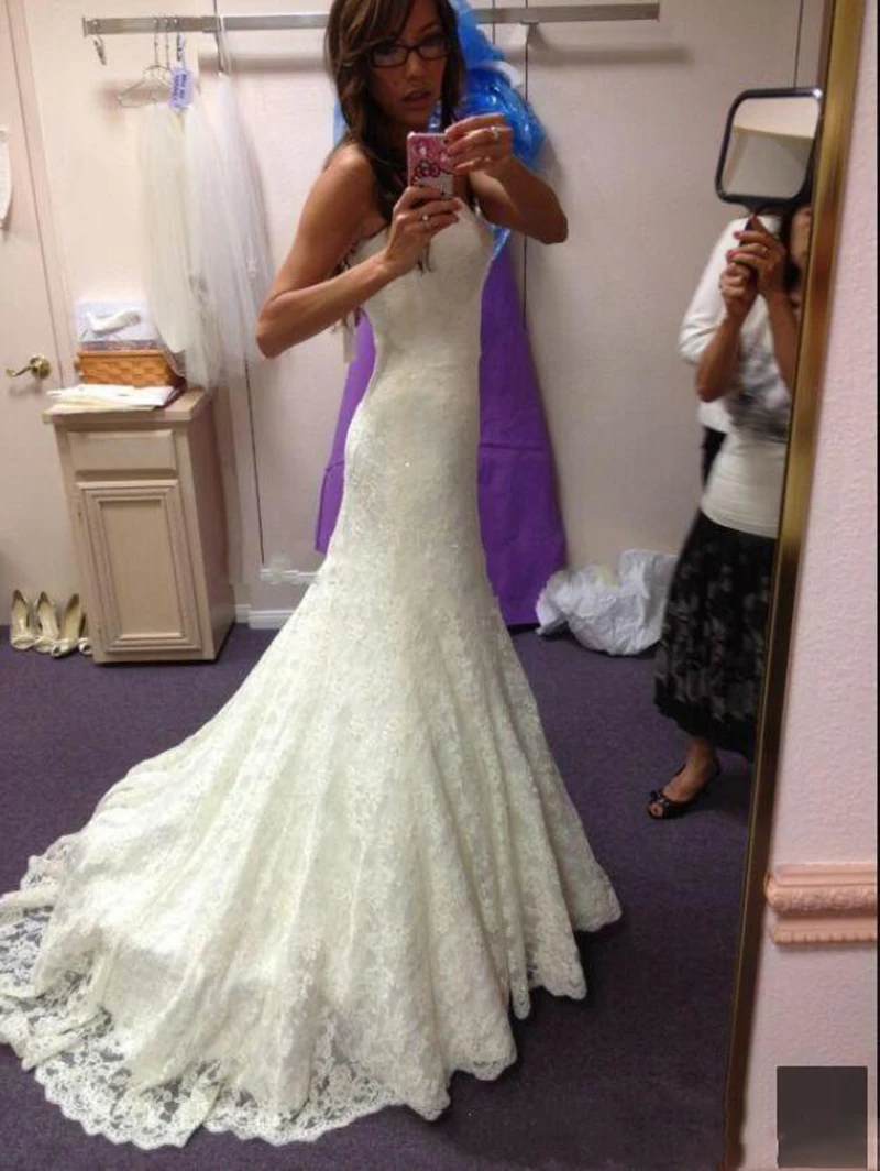 2020 блестящие свадебные платья русалки милое кружевное платье со шлейфом и фото