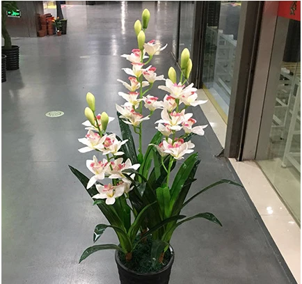 100 см 3 полюса искусственные Cymbidium тропические растения пластиковая Пальма листья