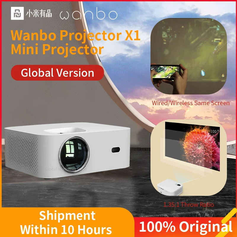 Проектор Xiaomi 4K Global Wanbo мини проектор X1 Not T2 Max видеопроектор Портативный ЖК дисплей