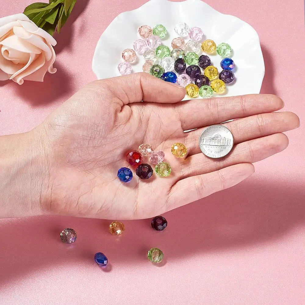 Смешанные полупрозрачные стеклянные бусины с большими отверстиями граненые