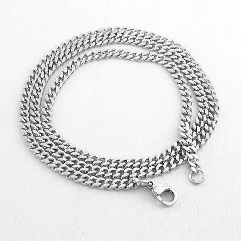 

New Steampunk 4mm Stainless Steel Curb Cuban Chain Necklace 20 Inches for Men/Women---Silver