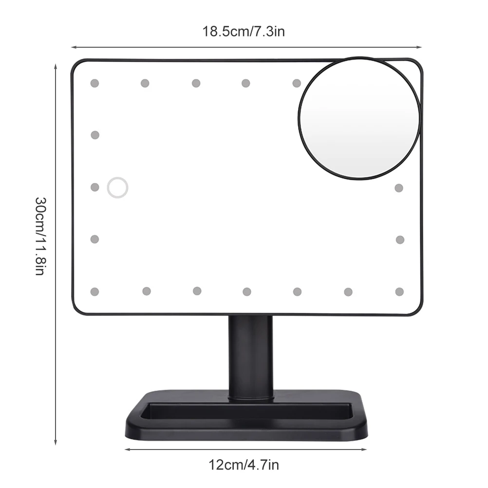 Косметическое зеркало с 20 светодиодными лампами косметическое сенсорным