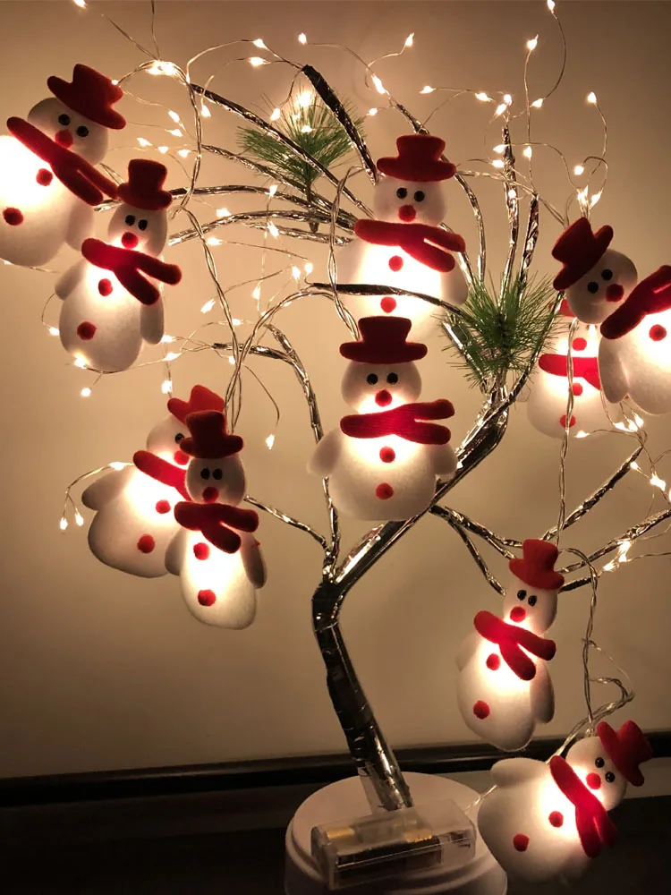 

LED Snowman Christmas Tree Garland String Light Xmas Elk Decoration for Navidad New Year Eve Decoration Christmas Ornaments Gift