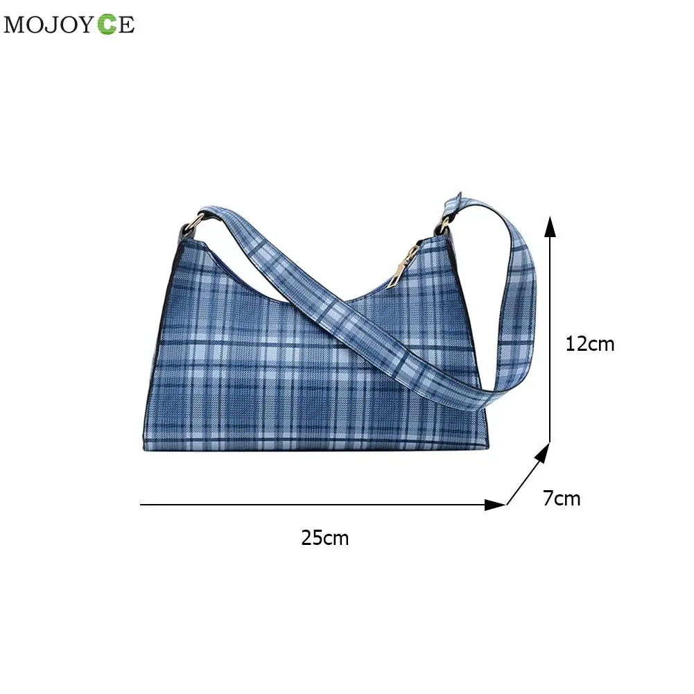 

2021 New Fashion Women Plaid Print PU Leather Underarm Bag Casual Ladies Small Hobos Bags Women's Fashion Handbags
