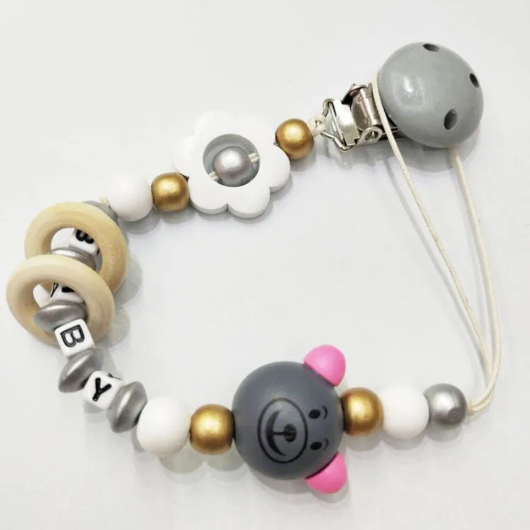 Цепочка с зажимом для соски пустышки персонализированная Милая мультяшная