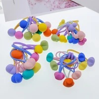 10pcs cnew fashion girls children cute acrylic beads ball elastic hair bands candy colors kids stretch hair ties lovely rope ban