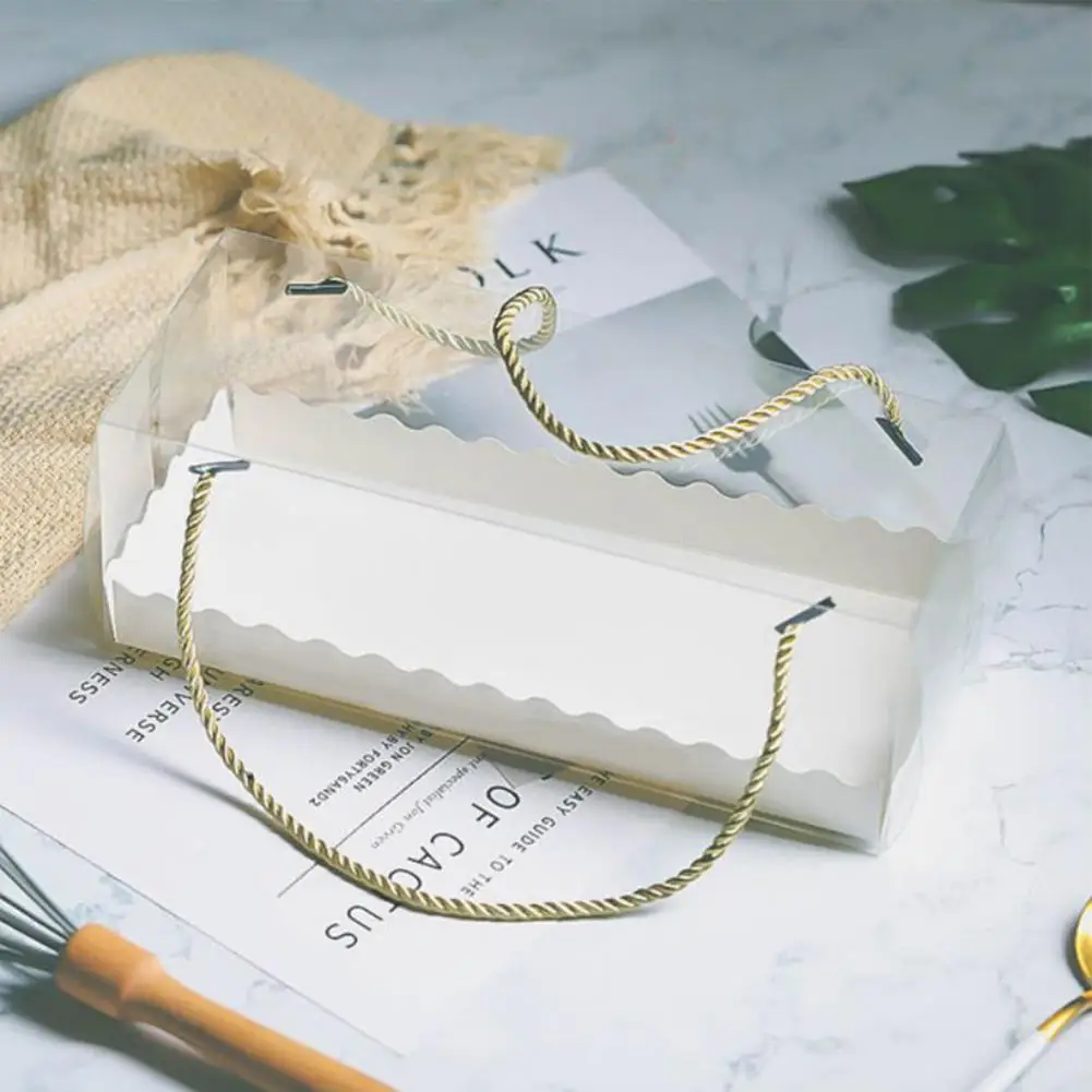 10 шт. прозрачная коробка для торта с ручкой швейцарский рулон кексов упаковочная