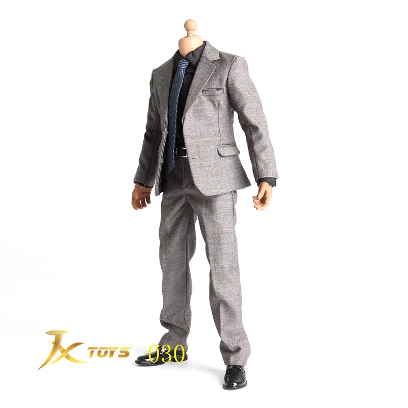

1/6 Male Costume Clothes Model Dark Grey Suit Set JXTOYS 030 For 12" Male Action Figure Body Toy