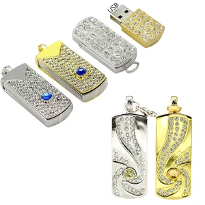 Цвета: золотистый, серебристый Usb флеш-накопитель Blue Diamond Металлический флеш-накопитель 4GB8GB16GB32GB64GB 128GB вращать U Stick Usb карта памяти, Флеш накопитель подарок
