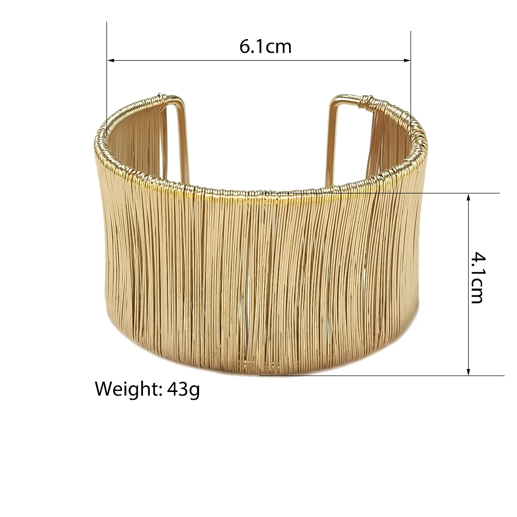 

Gold Wire Bracelets Metal Open Big Cuff Bangles Bracelets For Women Alloy Statement Bangle Party Jewelry 2021 UKMOC