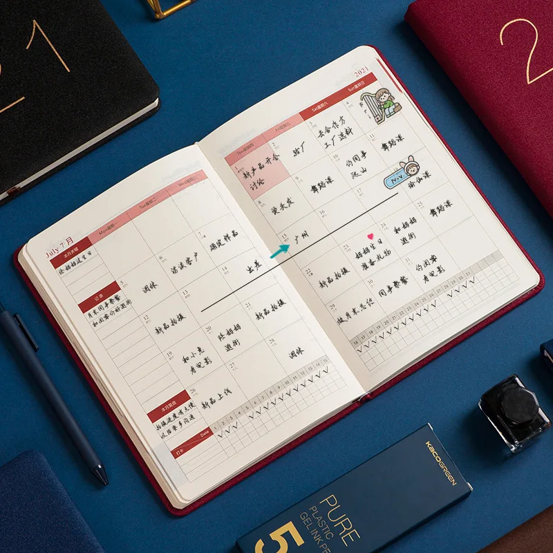 Повесток 2021 планировщик Органайзер А5 Дневник Блокнот ежемесячный недельный