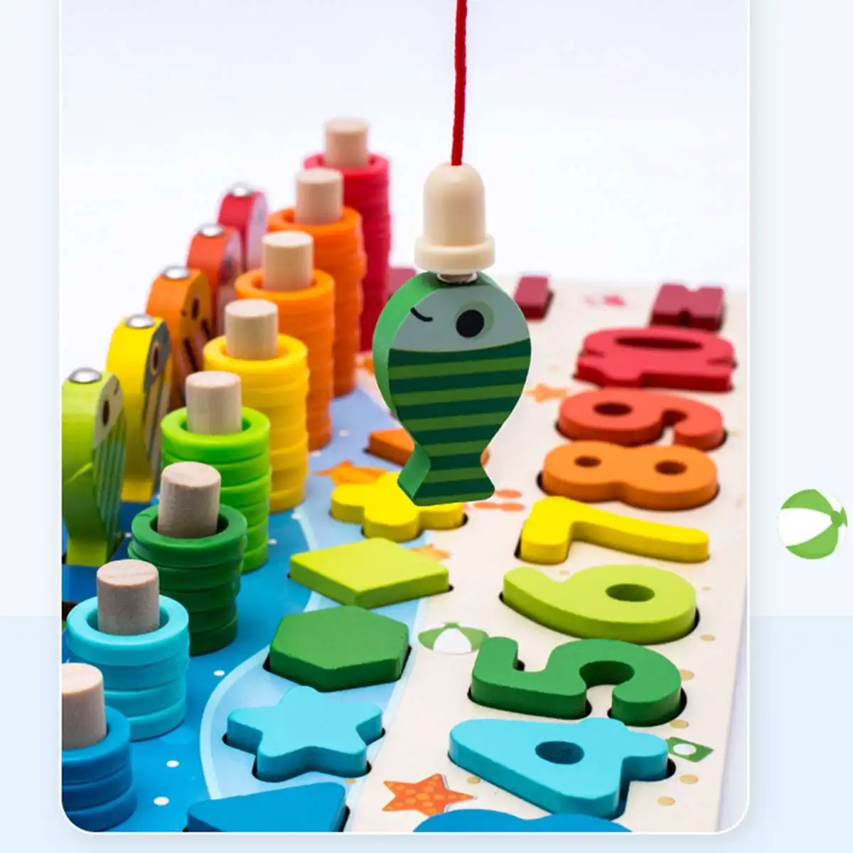 

Preschool Educational Wooden Toys Children Busy Board Math Fishing Children's Preschool Montessori Toy Counting Geometry Toys