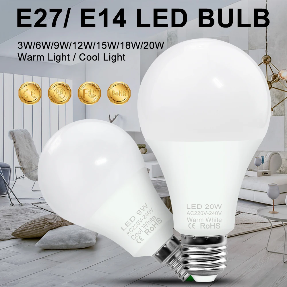 

WENNI Led Light E27 Led Blub 3W 6W 9W 12W 15W 18W 20W Lampada E14 Bombillas 2835 Led Lamp 220V Energy Saving Lighting Light Bulb