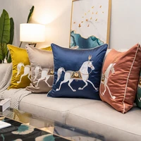 luxury embroidery horse cushion cover for couch designer pillow case home decorative living room sofa cushion cover 50x50cm