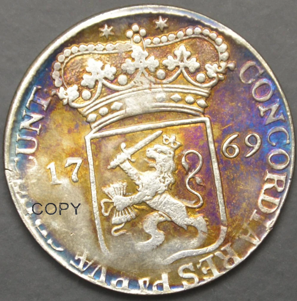 

1769 Netherlands Brass Silver Plated Copy Coin High Quality Can Choose Different Colors