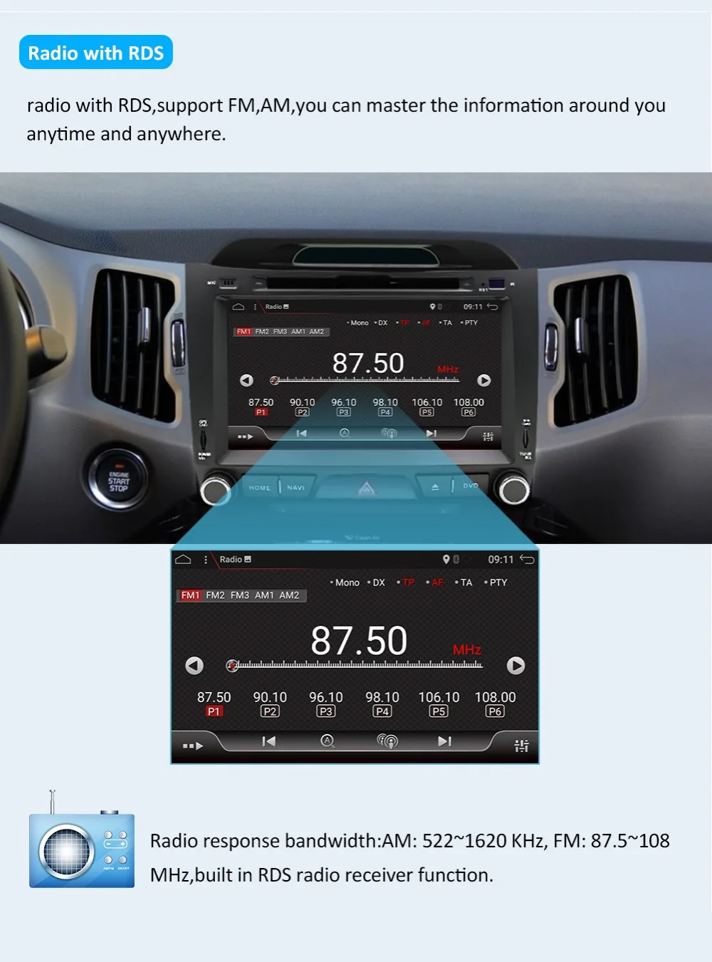 Android 9,0 Octa 8 core автомобильный dvd для KIA sportage 2011 2012 2013 головное устройство gps навигация 2 din Автомобильный мультимедийный плеер BT