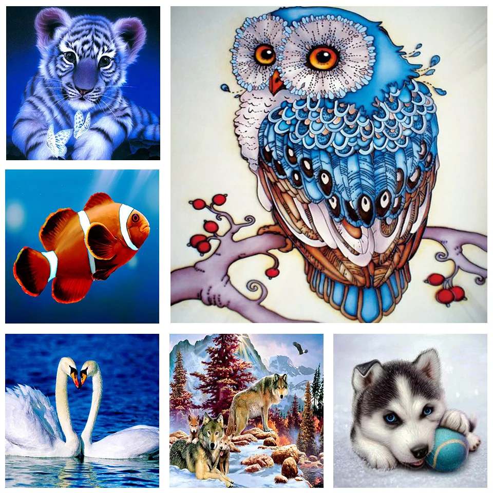 5D картины из страз сделай сам вышивка крестиком сова Лебедь и собака 3D Алмазная