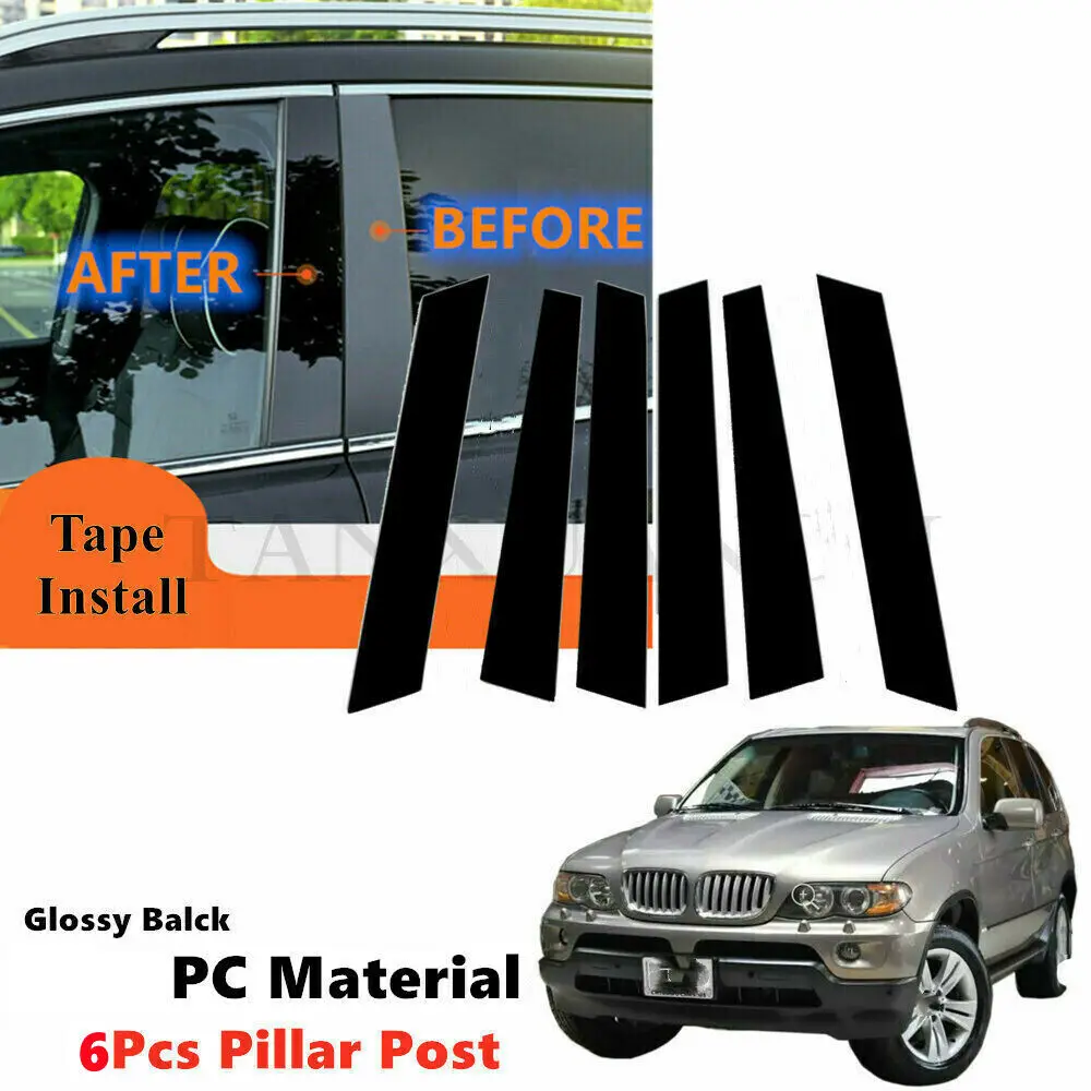 Набор из 6 предметов для BMW X5 E53 2000-2006 3.0i 4.4i 4.6is 4.8is боковая дверь окно блеск черный