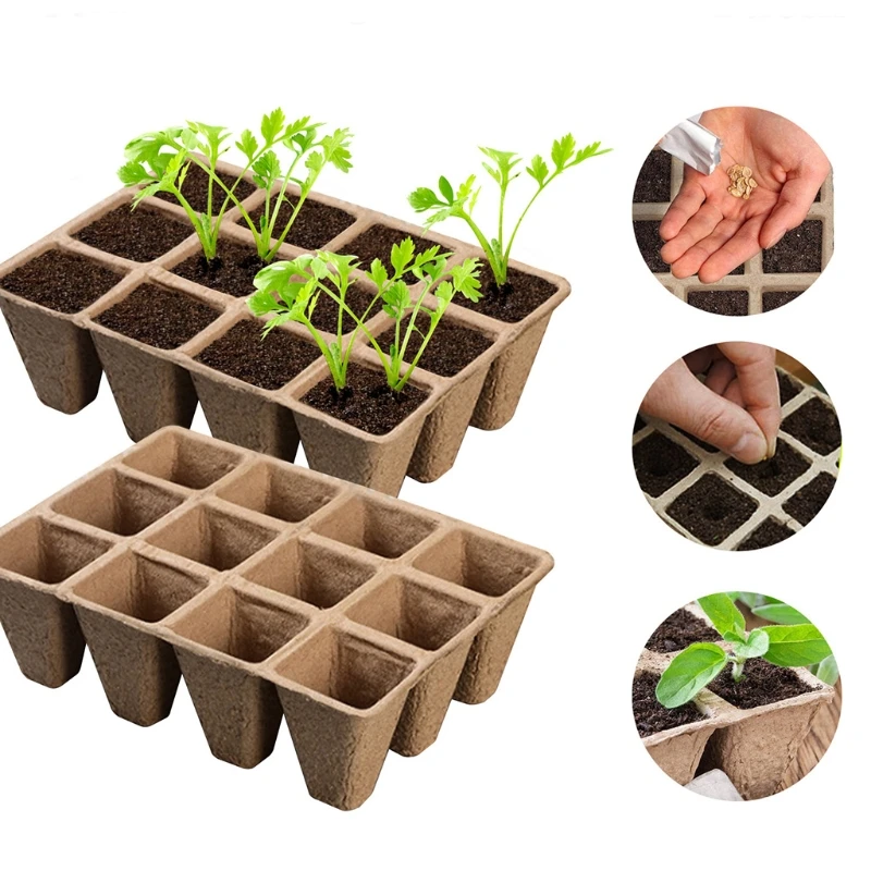 

10pcs 120 Cells Seedling Starter Tray Plant Germination Box Seed Nursery Cup Organic Biodegradable Pot for Planting