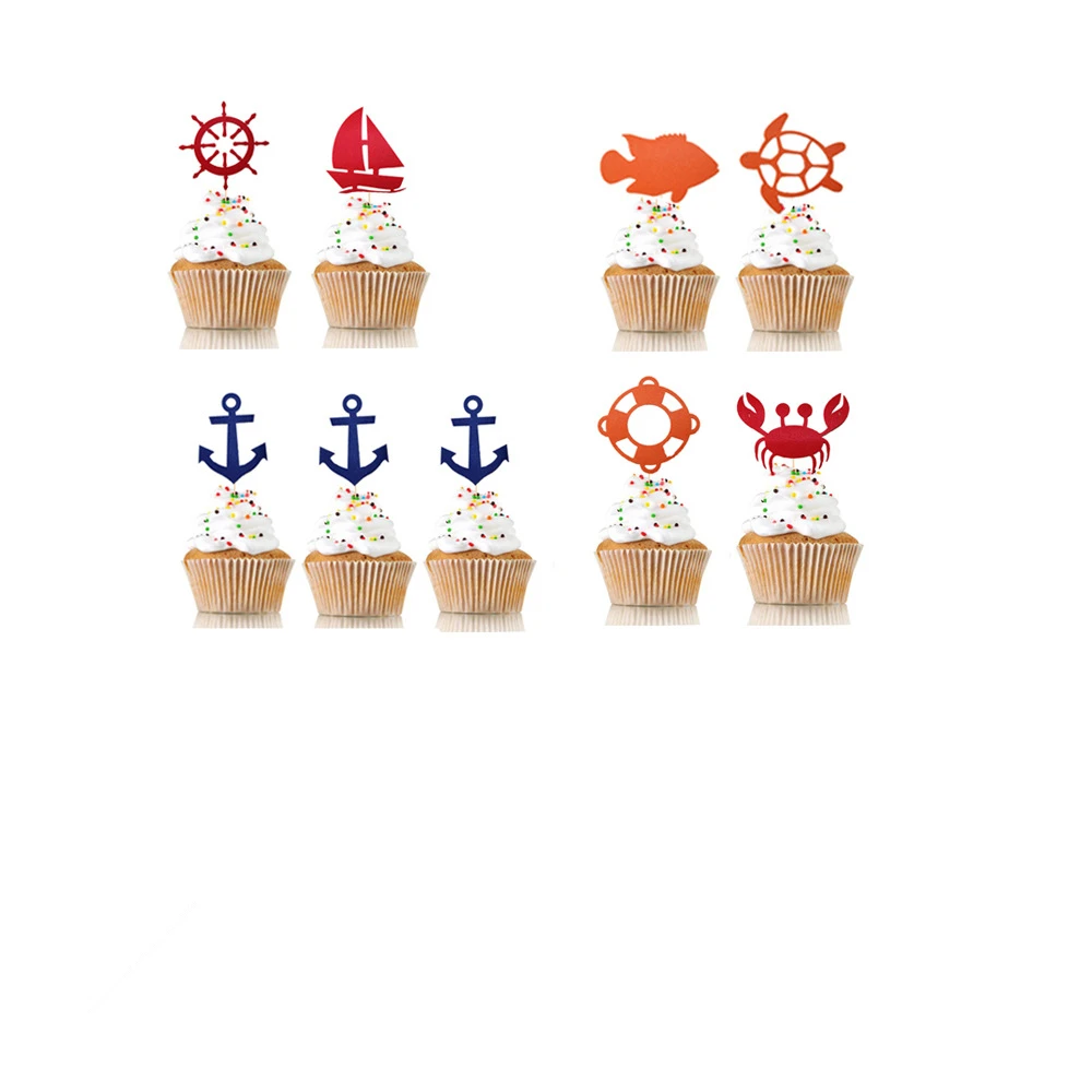 

Nautical Cupcake Toppers for Boys Sailor Anchor Nautical Happy Birthday Banner Nautical Party Birthday Supplies Decorations