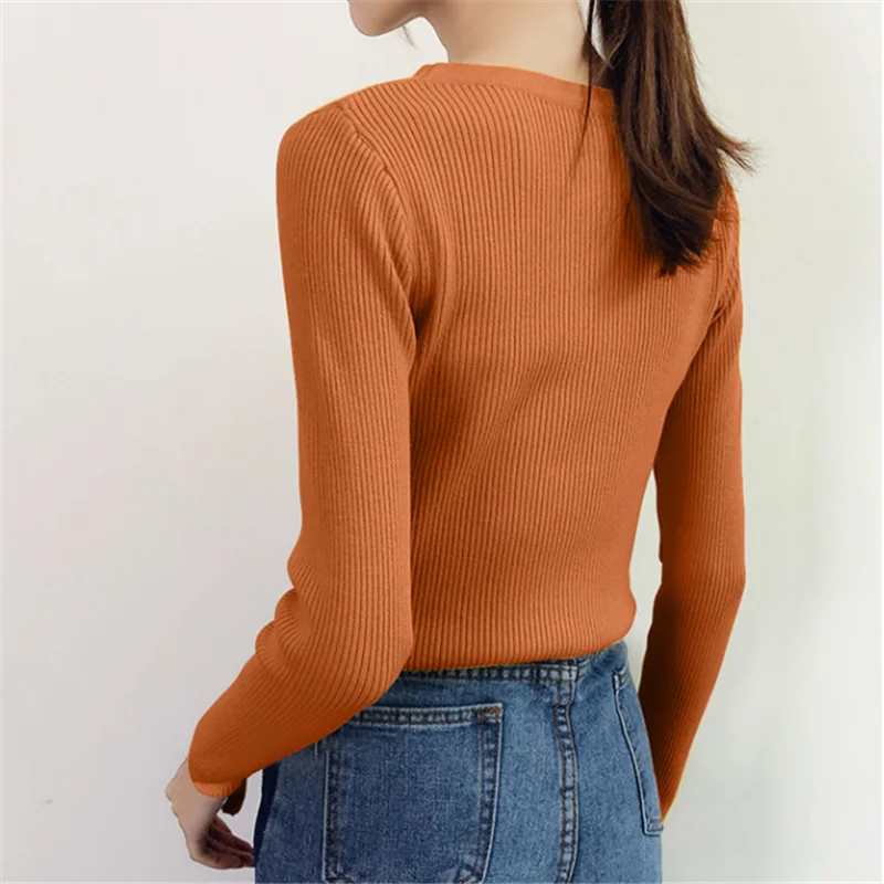 Женский свитер Зимний вязаный корейский стиль женский с v-образным вырезом