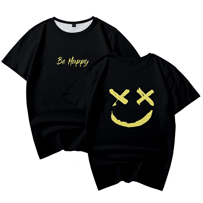 Летняя 3d футболка модная в стиле хип хоп с надписью Be Happy Smile Face kpop коротким