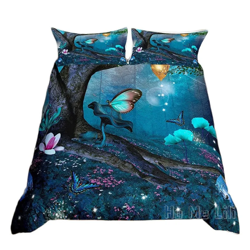 

By Ho Me Lili Duvet Cover Set Fantasy Dream Theme Printed For Women Men Flower Pattern Mushroom Teen Bedding Decor