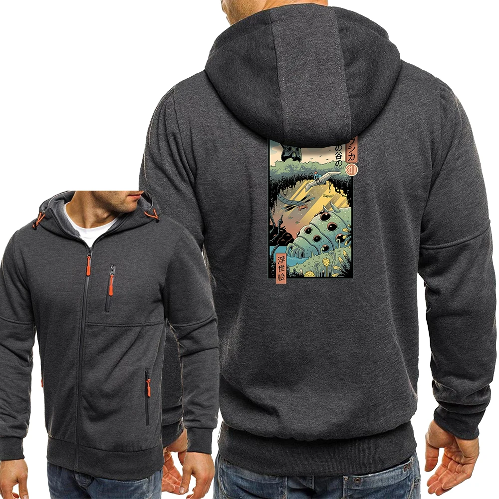 

Autumn Zip Casual Hooded Outerwear Men Ukiyo E Wind Valley Jackets Fashion Cartoon Japan Style Sweatshirts Hip Hop Anime Jacket
