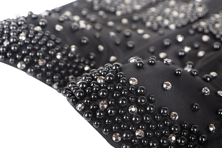 Женский бюстгальтер ручной работы черный блестящий со стразами вечерние Корсеты