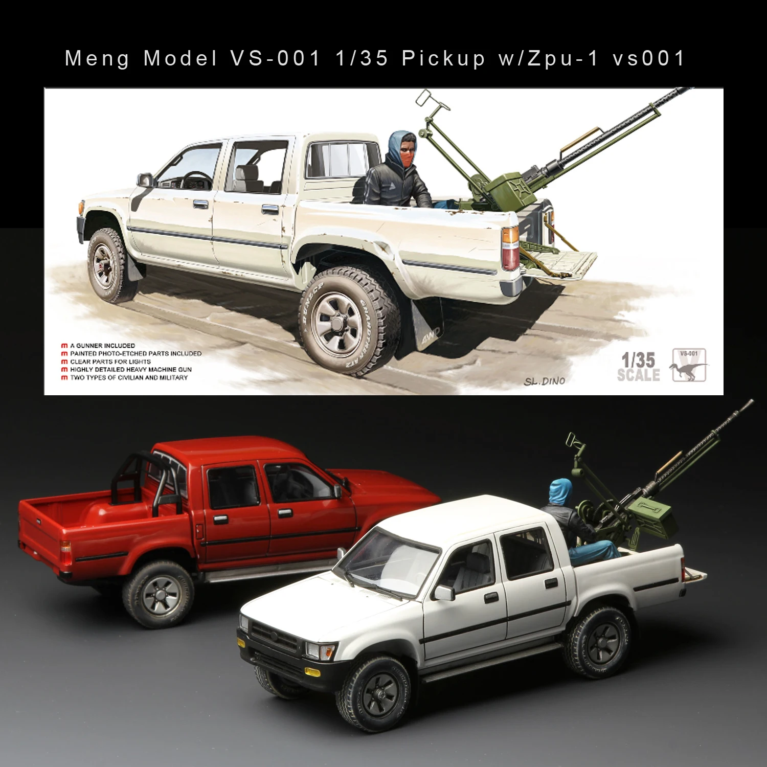 

Meng Model VS-001 1/35 Pickup w/Zpu-1 vs001