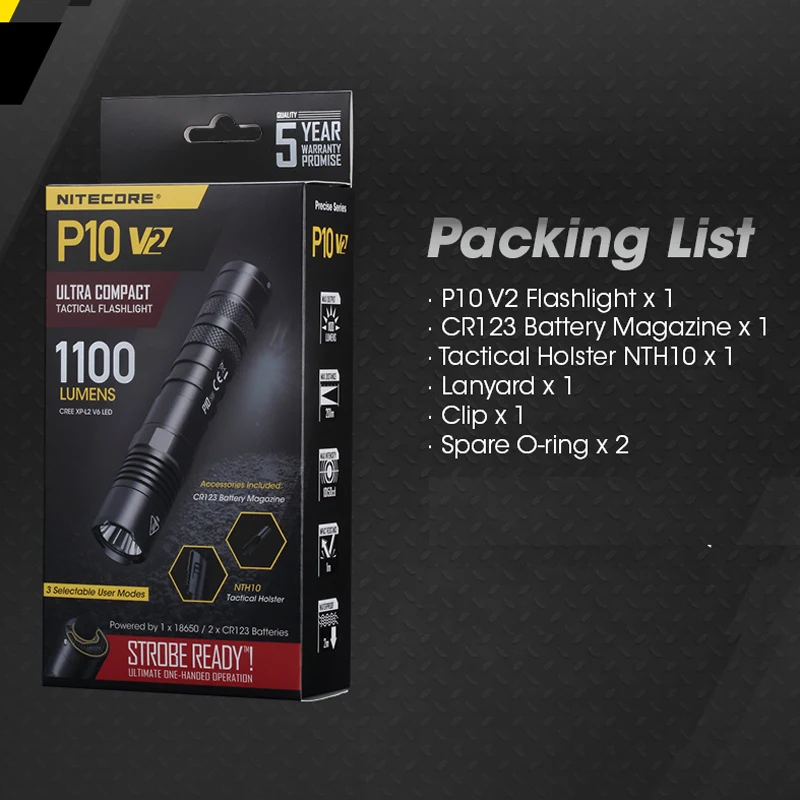 NITECORE P10 V2 светодиодный тактический фонарь включают в себя USB Зарядное устройство