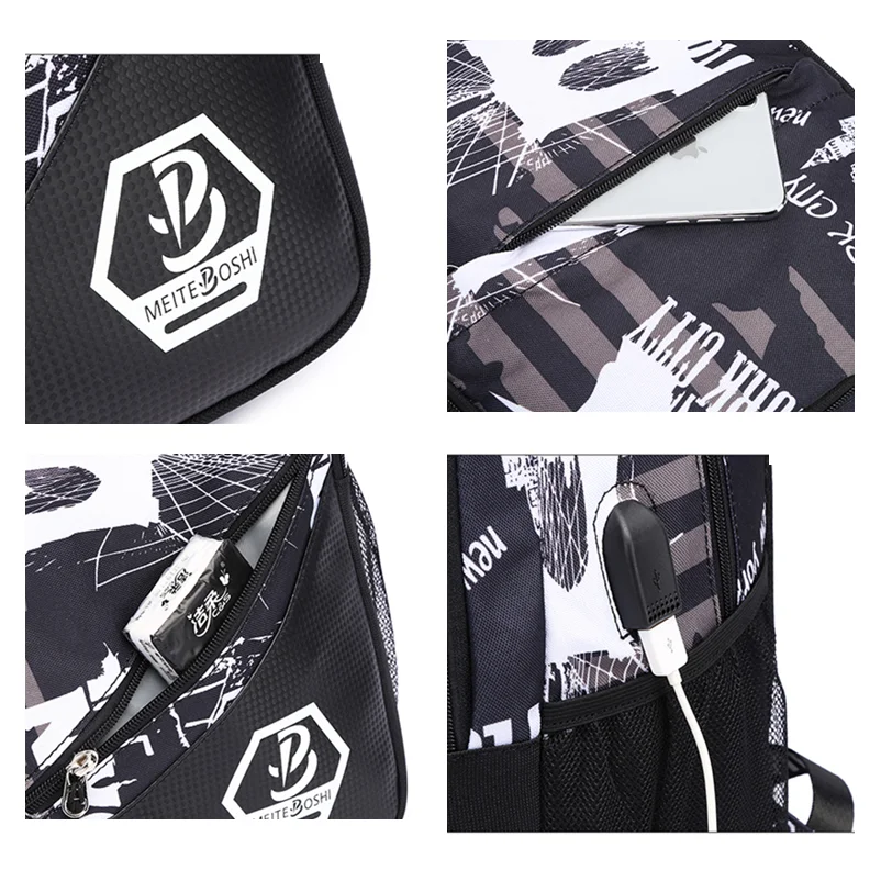 MARVEL Outdoor travel printing school bag USB Charging backpack teenager Luminous bookbag Large capacity waterproof backpack