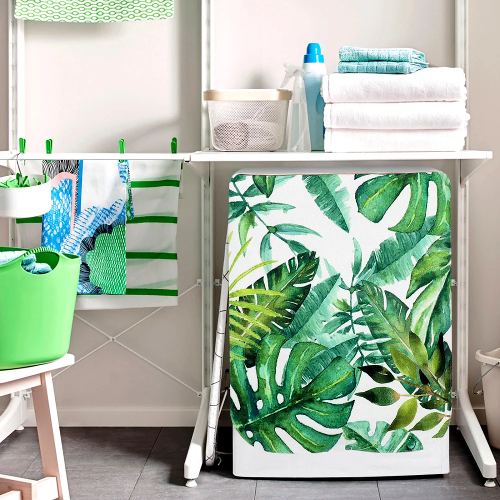 

VOSAREA Washing Machine Cover Linen Cotton Forest Leaves Printing Dust Cover Household Fully Automatic Washing Machine Cover for