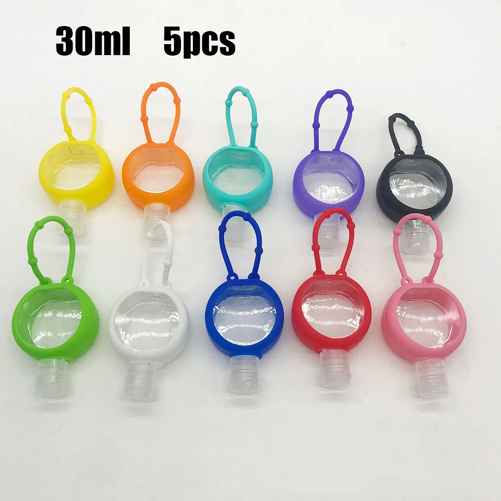 5 шт. путешествия круглая пустая бутылка для мыла рук с кольцом ключей 30 мл