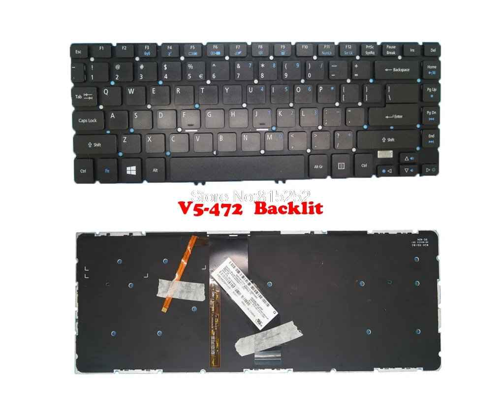 Клавиатура для ACER Aspire V5 472 NSK R90SQ 1D 9Z.NAGSQ.01D AEZRKR01010 NK.I1717.0BD с английской подсветкой