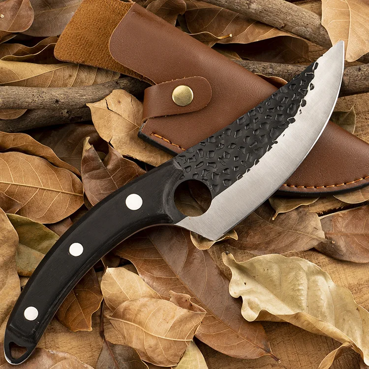 

Outdoor boning knife slaughtering knife forging process walnut black color wood martensite home practical camping knife