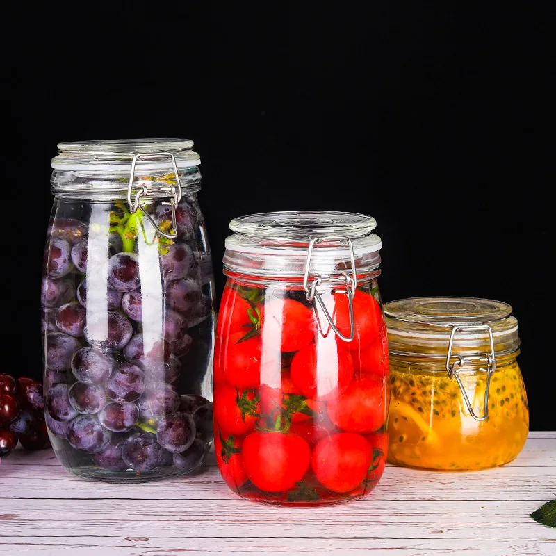 

Large Buckle Sealed Glass Storage Jars Airtight Glass Food Storage Jar Honey Candy Tea Kitchen Storage Container Canister Sets