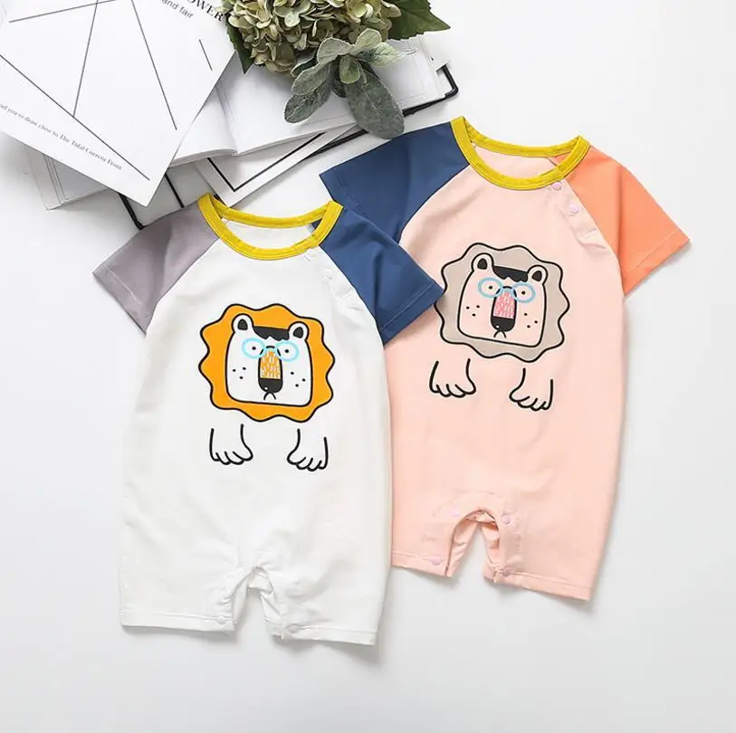 Комбинезон для новорожденных Летняя хлопковая одежда с короткими рукавами и