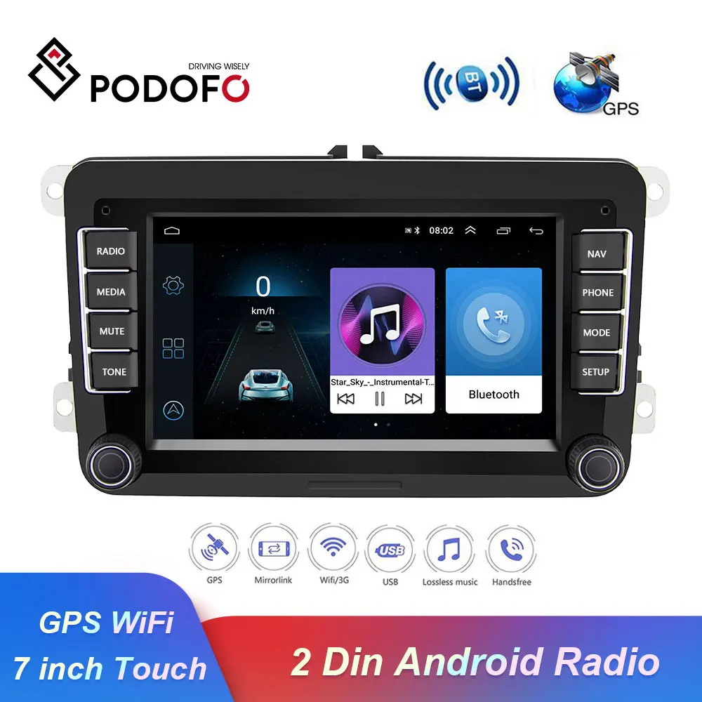 Автомобильный мультимедийный плеер Podofo Android 8 1 7 дюймов 2 Din Bluetooth радио GPS FM AM