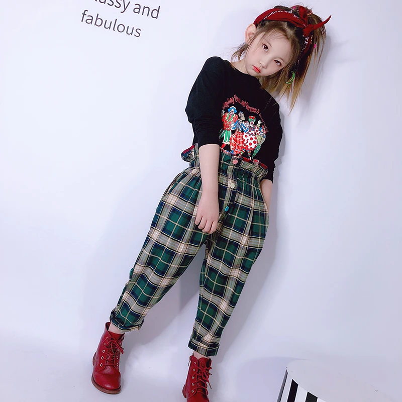 Модный комплект для маленьких девочек весна 2020 г. новинка футболка с длинными